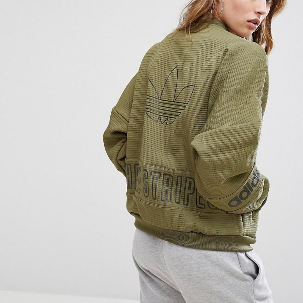 adidas Olive Green Ribbed Track Jacket